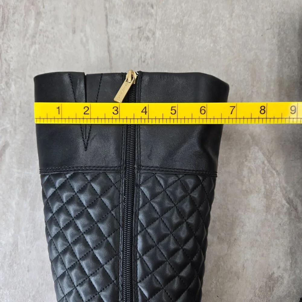 Knee High Equestrian Boots 9.5‎ Black Leather Quilted Tall Buckle Western Riding
